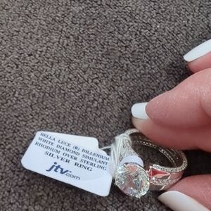 Silver Ring with White Diamond Simulant